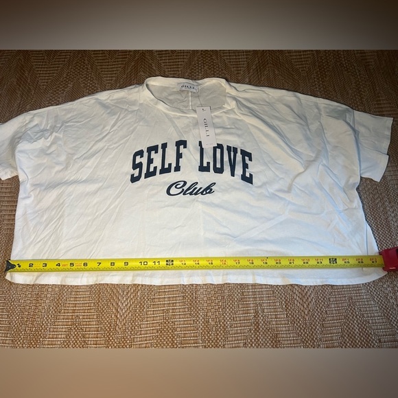 Gilli Women's Oversized Short Sleeve White Self Love Club Tshirt,Size S,NWT - Picture 7 of 8